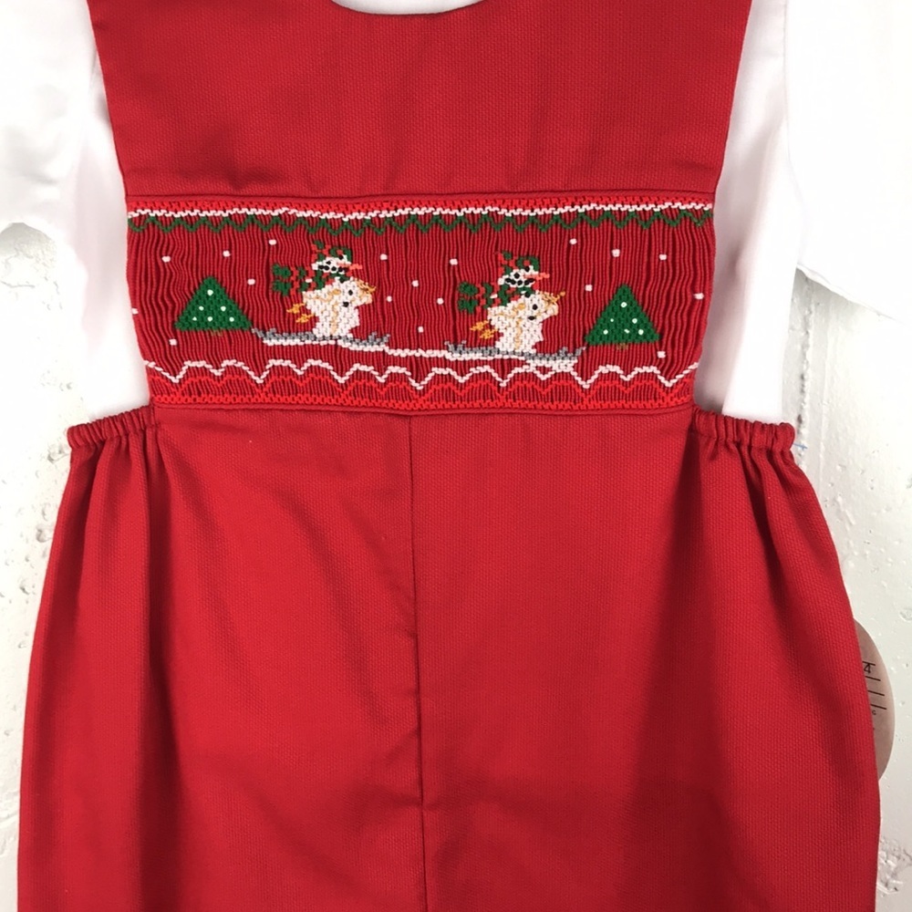 NWT ROSALINA COLLECTIONS Christmas Red Smocked Kicker Set - Picture 4 of 7